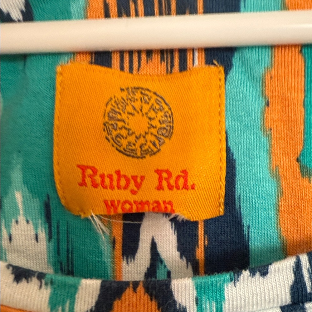 ⭐️Ruby Rd. Teal and Orange Patterned Top - Picture 2 of 6